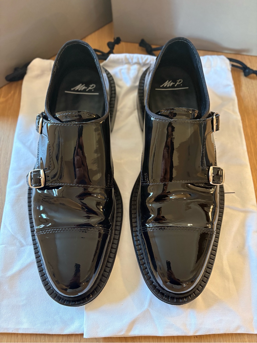 Men's Black Patent Leather Monk Strap Shoes — image 7 of 8